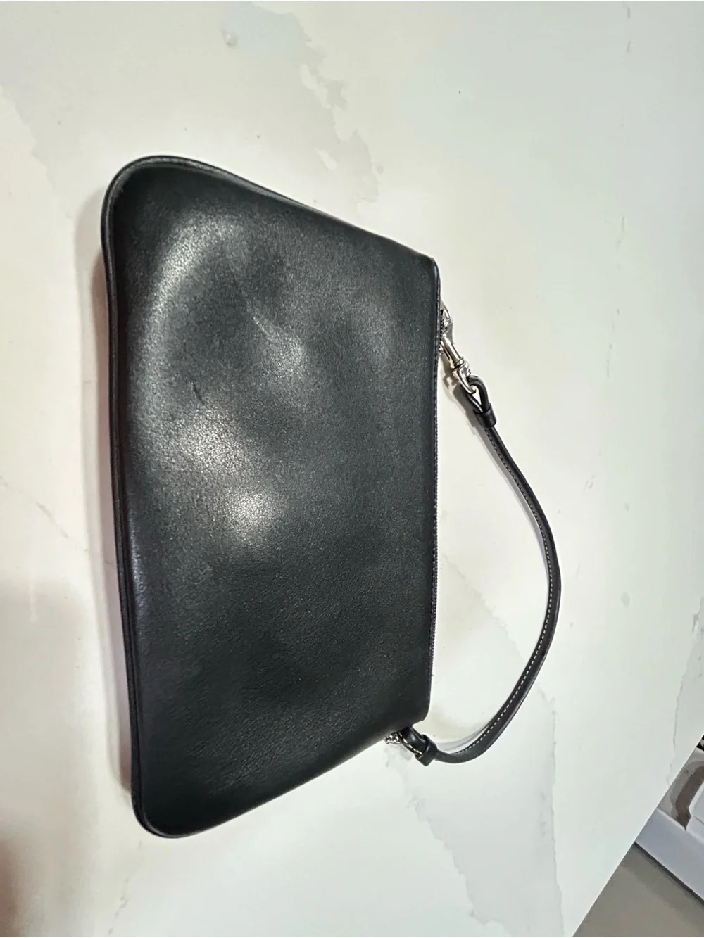 Coach Black Leather Clutch Wristlet with Front Buckle Pocket